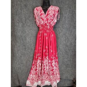 Jon & Anna New York Womens 3X Red White Paisley Print Maxi Dress Boho Bandana